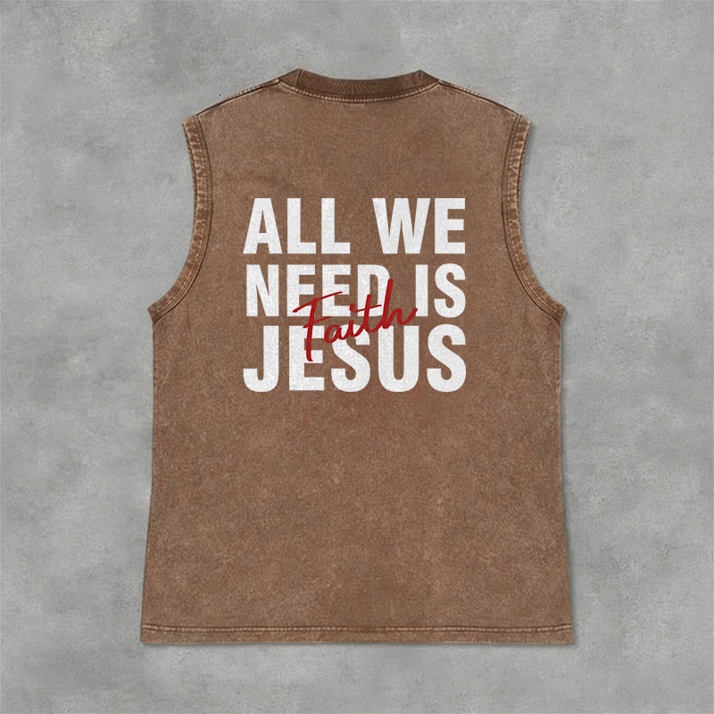 Christianartworkshop ALL WE NEED IS JESUS ​​Unisex Washed Tank Top - image 4