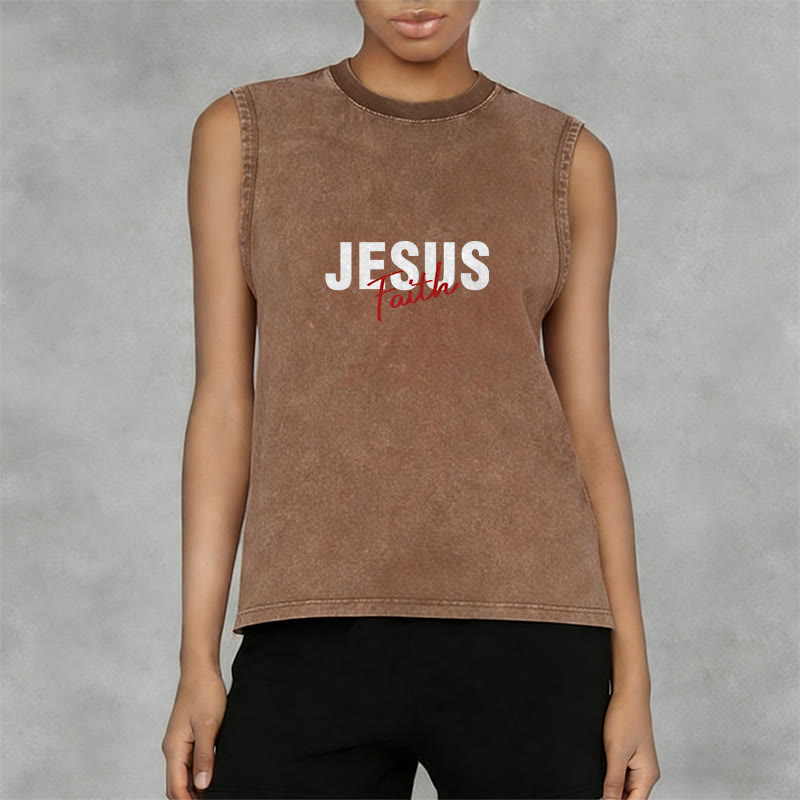 Christianartworkshop ALL WE NEED IS JESUS ​​Unisex Washed Tank Top - image 3