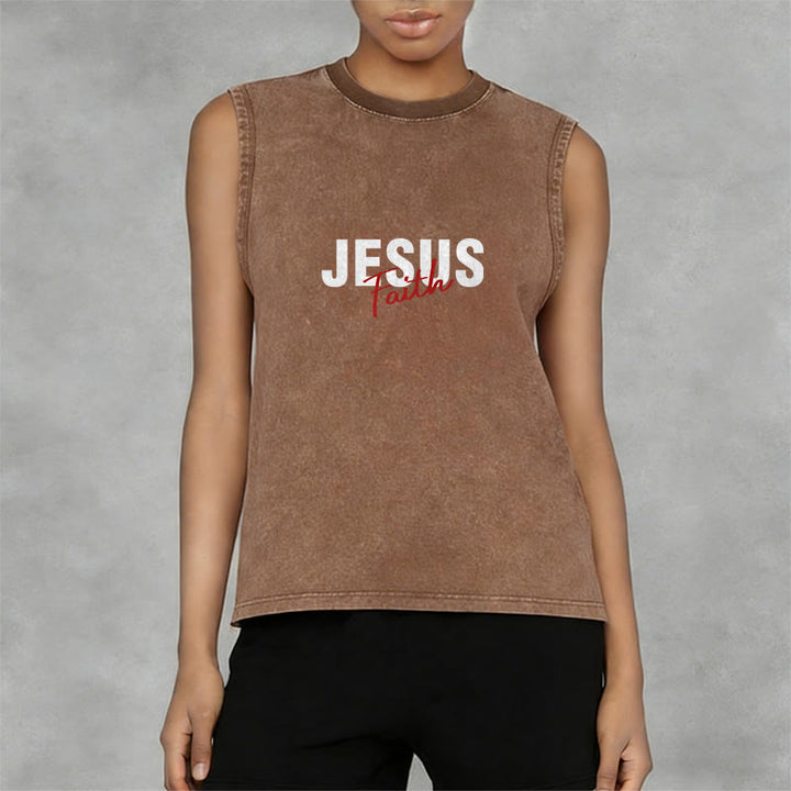 Christianartworkshop ALL WE NEED IS JESUS ​​Unisex Washed Tank Top - image 3