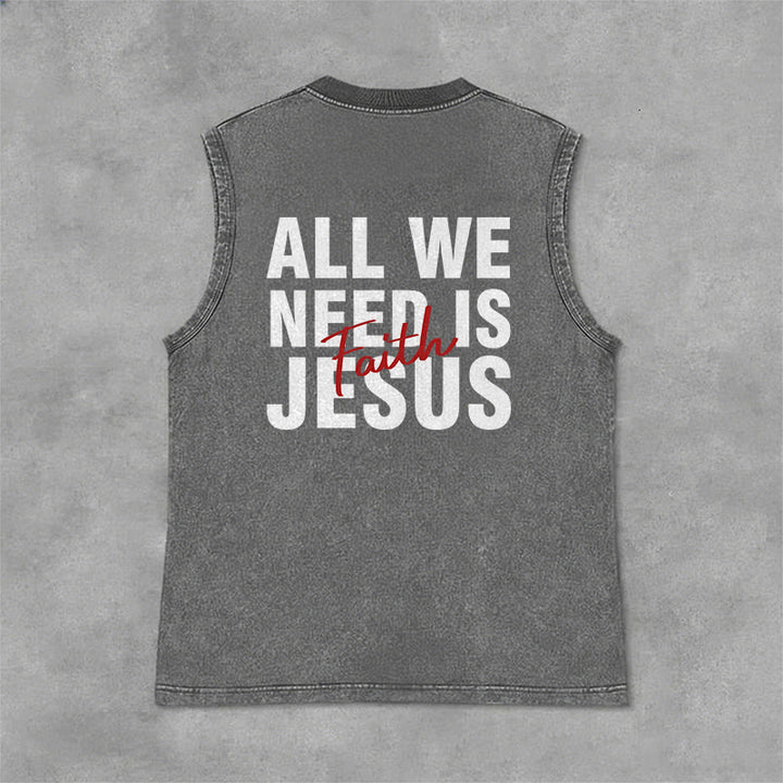 Christianartworkshop ALL WE NEED IS JESUS ​​Unisex Washed Tank Top - image 32