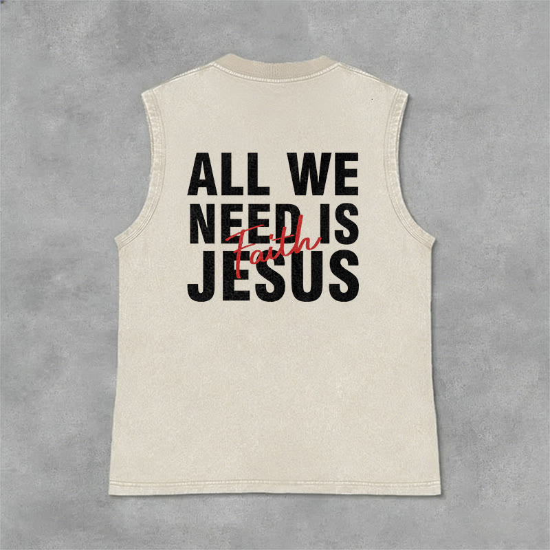 Christianartworkshop ALL WE NEED IS JESUS ​​Unisex Washed Tank Top - image 11