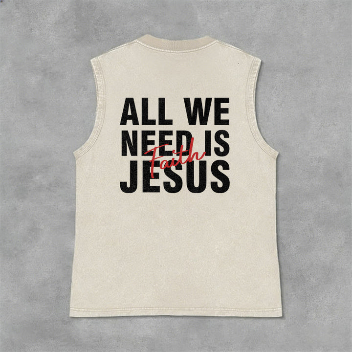 Christianartworkshop ALL WE NEED IS JESUS ​​Unisex Washed Tank Top - image 11