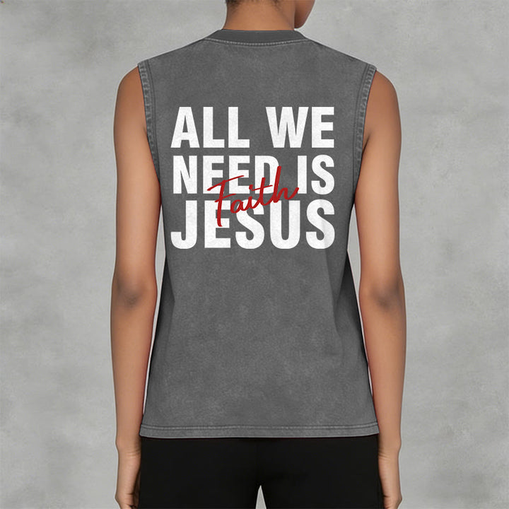 Christianartworkshop ALL WE NEED IS JESUS ​​Unisex Washed Tank Top - image 34