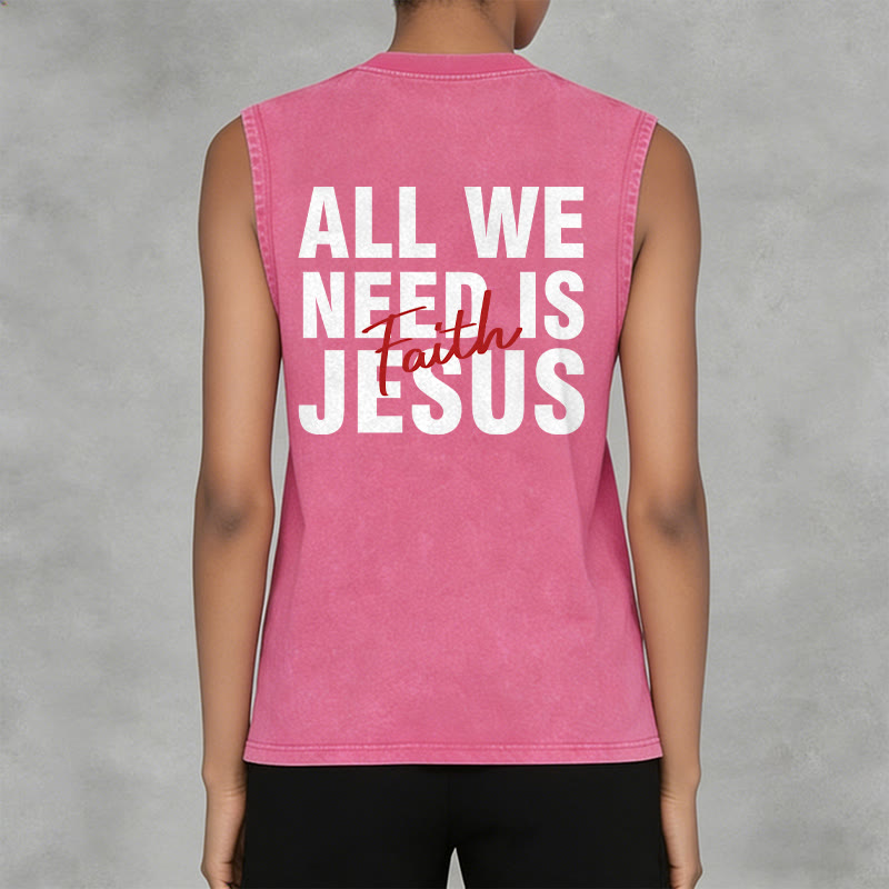 Christianartworkshop ALL WE NEED IS JESUS ​​Unisex Washed Tank Top - image 27