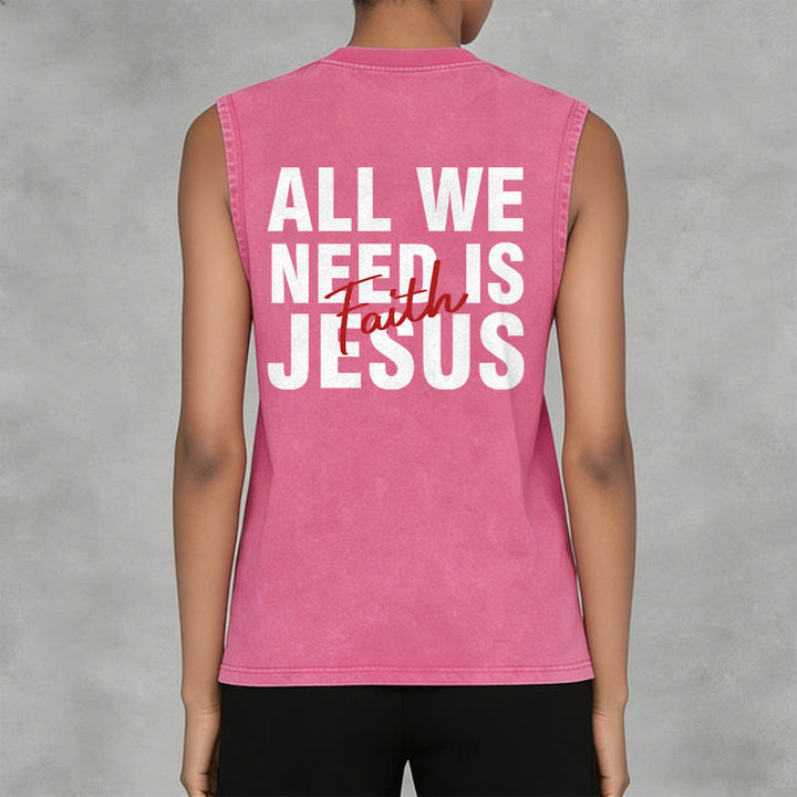 Christianartworkshop ALL WE NEED IS JESUS ​​Unisex Washed Tank Top - image 27