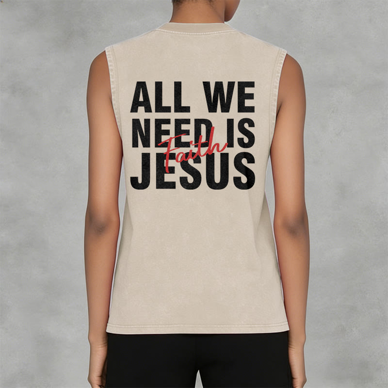 Christianartworkshop ALL WE NEED IS JESUS ​​Unisex Washed Tank Top - image 13