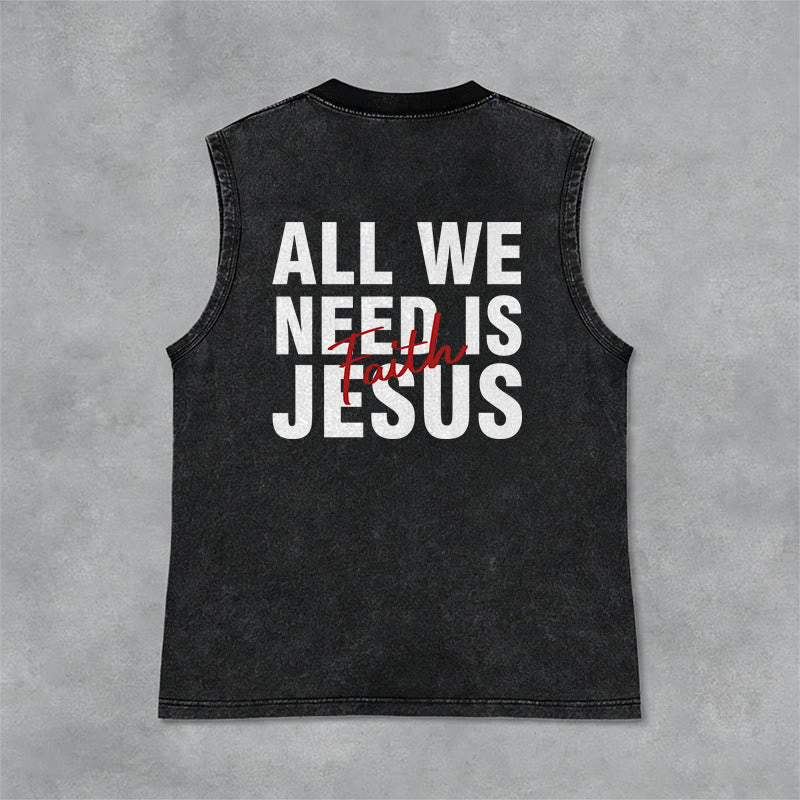 Christianartworkshop ALL WE NEED IS JESUS ​​Unisex Washed Tank Top - image 18