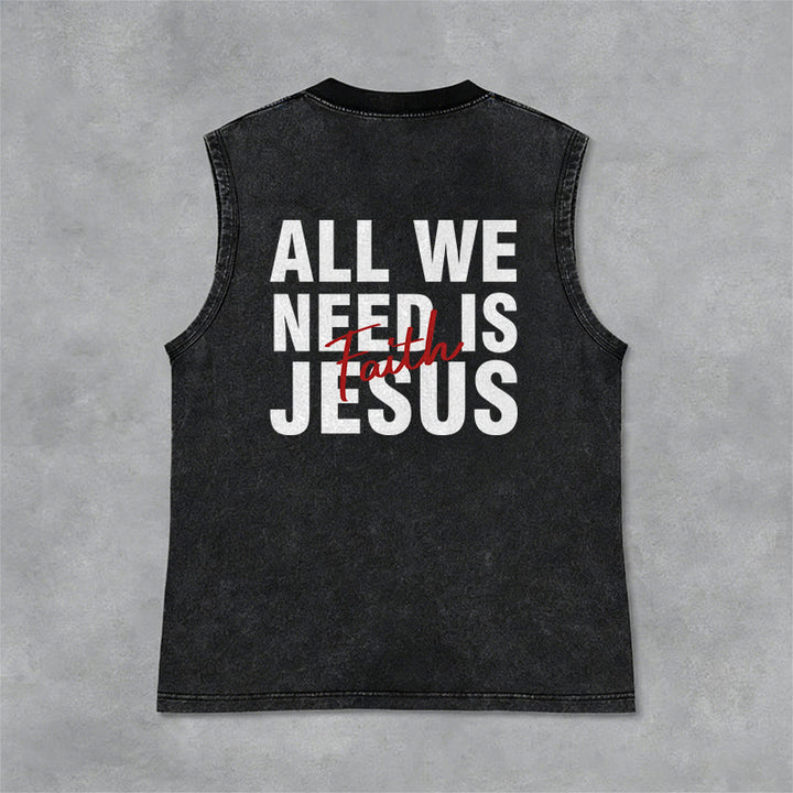 Christianartworkshop ALL WE NEED IS JESUS ​​Unisex Washed Tank Top - image 18
