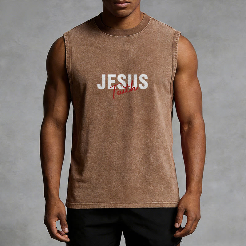 Christianartworkshop ALL WE NEED IS JESUS ​​Unisex Washed Tank Top - image 2