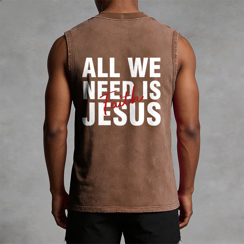 Christianartworkshop ALL WE NEED IS JESUS ​​Unisex Washed Tank Top - image 5