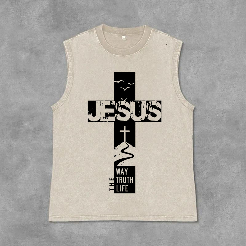 Christianartworkshop Jesus – Der Weg, die Wahrheit, das Leben Unisex-Tanktop - Beige - 2XL - image 6