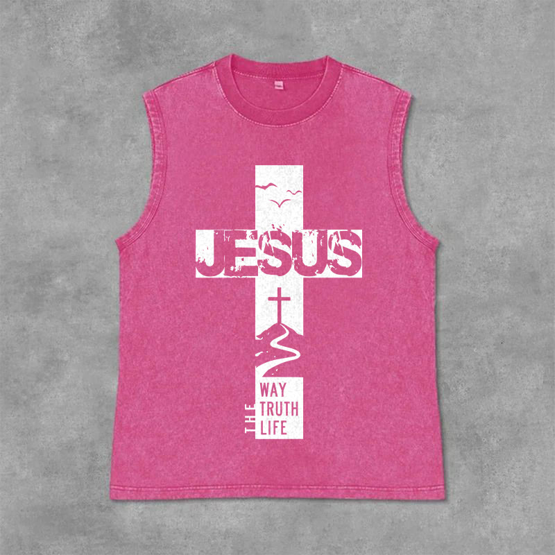 Christianartworkshop Jesus – Der Weg, die Wahrheit, das Leben Unisex-Tanktop - Rosa - 2XL - image 12
