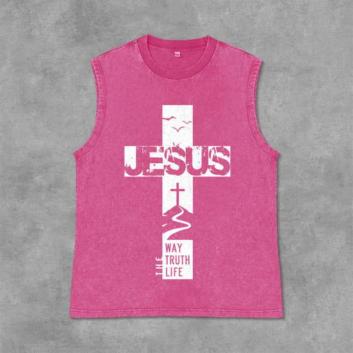 Christianartworkshop Jesus – Der Weg, die Wahrheit, das Leben Unisex-Tanktop - Rosa - 2XL - image 12