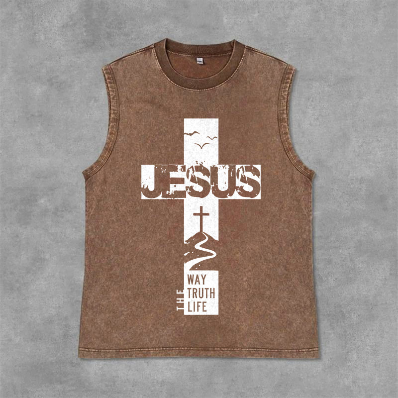 Christianartworkshop Jesus – Der Weg, die Wahrheit, das Leben Unisex-Tanktop - Braun - 2XL - image 0