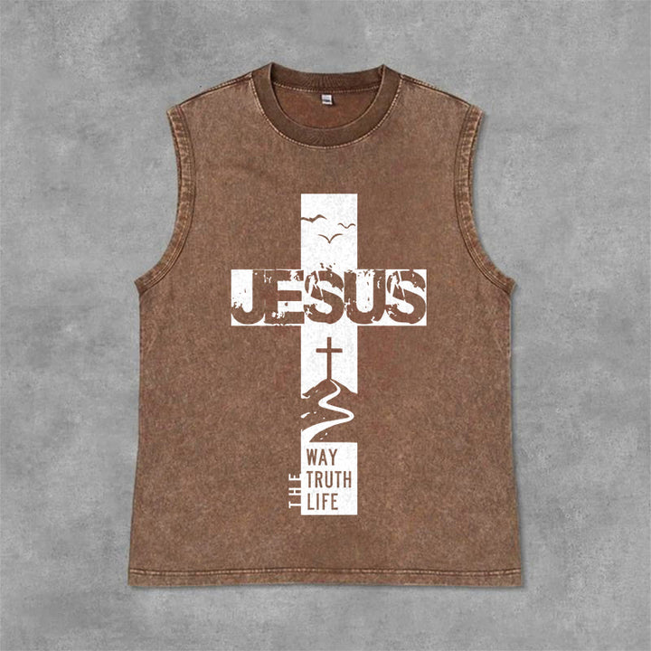 Christianartworkshop Jesus – Der Weg, die Wahrheit, das Leben Unisex-Tanktop - Braun - 2XL - image 0