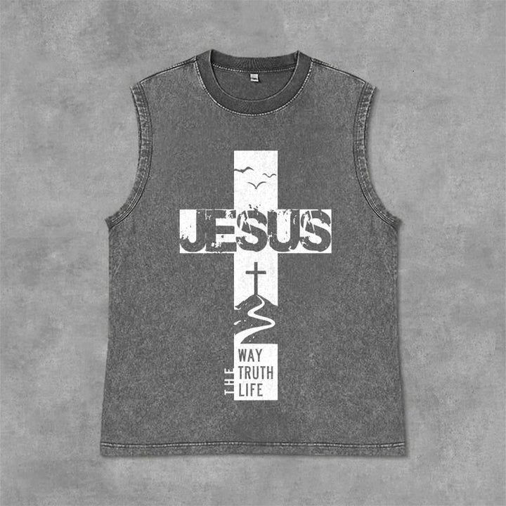 Christianartworkshop Jesus – Der Weg, die Wahrheit, das Leben Unisex-Tanktop - Grau - 2XL - image 3