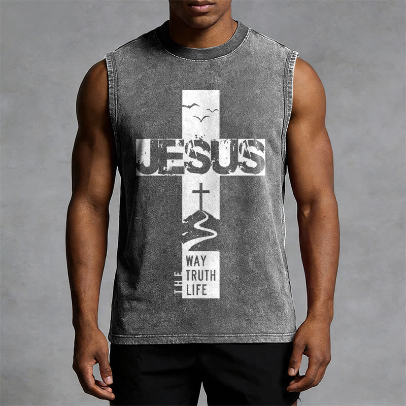 Christianartworkshop Jesus – Der Weg, die Wahrheit, das Leben Unisex-Tanktop - image 4