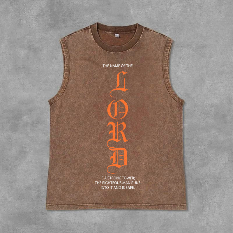 Christianartworkshop LORD Unisex-Tanktop (gewaschen) - Braun - 2XL - image 3