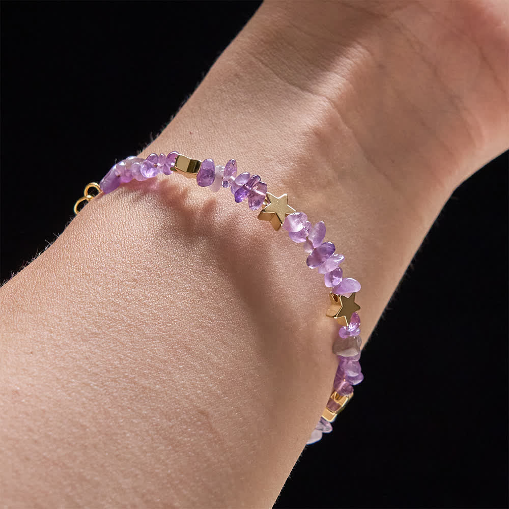 Christianartworkshop Rosenkranzarmband aus natürlichen Amethyst-Chips und Memory-Draht mit Marienmedaille - image 3