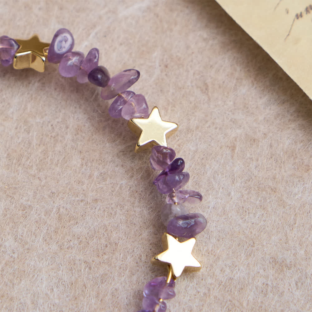 Christianartworkshop Rosenkranzarmband aus natürlichen Amethyst-Chips und Memory-Draht mit Marienmedaille - image 7