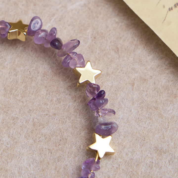 Christianartworkshop Rosenkranzarmband aus natürlichen Amethyst-Chips und Memory-Draht mit Marienmedaille - image 7
