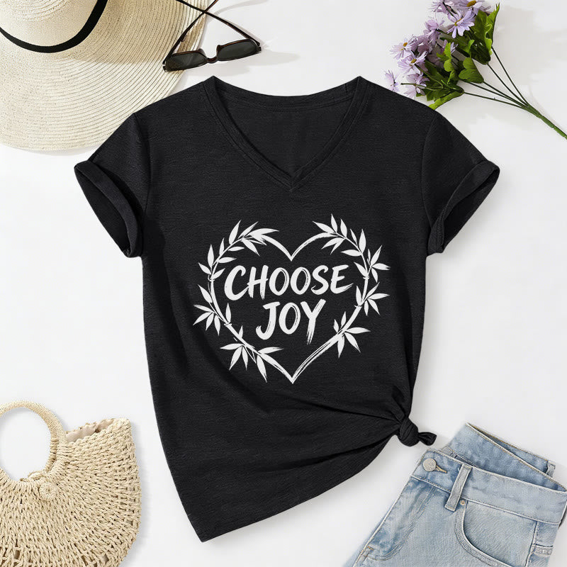 Christianartworkshop CHOOSE JOY Lässiges V-Ausschnitt-T-Shirt - Schwarz - 2XL - image 12