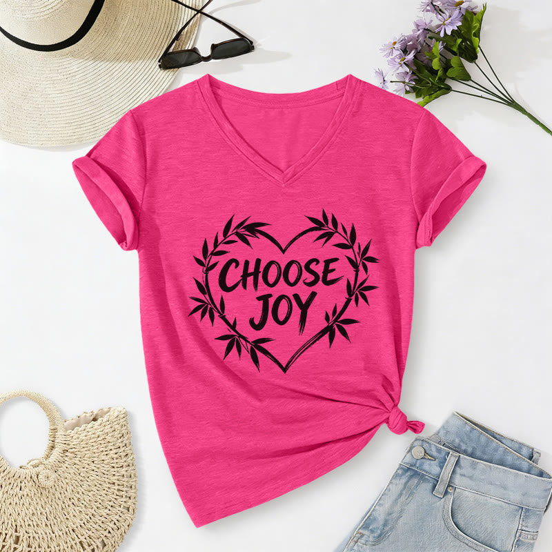 Christianartworkshop CHOOSE JOY Lässiges V-Ausschnitt-T-Shirt - Rose - 2XL - image 24