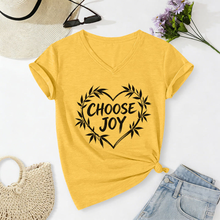 Christianartworkshop CHOOSE JOY Lässiges V-Ausschnitt-T-Shirt - Gelb - 2XL - image 6