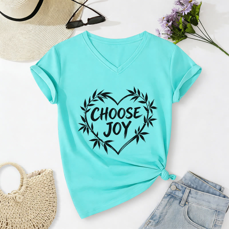 Christianartworkshop CHOOSE JOY Lässiges V-Ausschnitt-T-Shirt - Himmelblau - 2XL - image 8