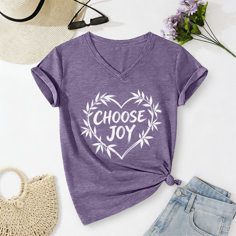 Christianartworkshop CHOOSE JOY Lässiges V-Ausschnitt-T-Shirt - Lila - 2XL - image 16