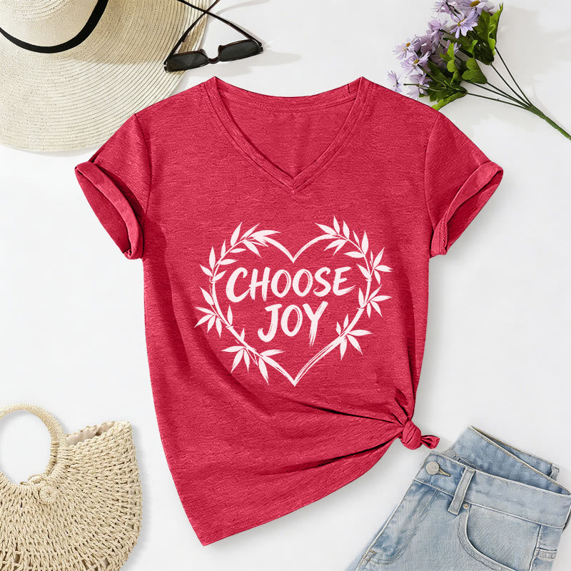 Christianartworkshop CHOOSE JOY Lässiges V-Ausschnitt-T-Shirt - Rot - 2XL - image 22