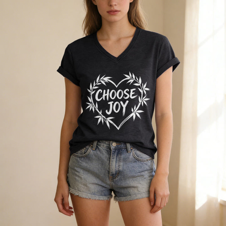 Christianartworkshop CHOOSE JOY Lässiges V-Ausschnitt-T-Shirt - image 13