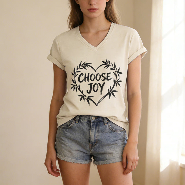 Christianartworkshop CHOOSE JOY Lässiges V-Ausschnitt-T-Shirt - image 1