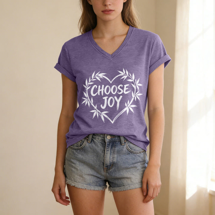 Christianartworkshop CHOOSE JOY Lässiges V-Ausschnitt-T-Shirt - image 17