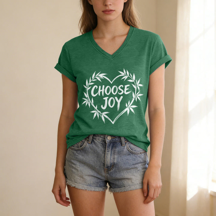 Christianartworkshop CHOOSE JOY Lässiges V-Ausschnitt-T-Shirt - image 15