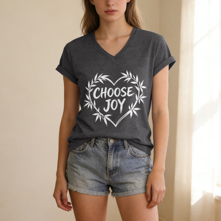 Christianartworkshop CHOOSE JOY Lässiges V-Ausschnitt-T-Shirt - image 21