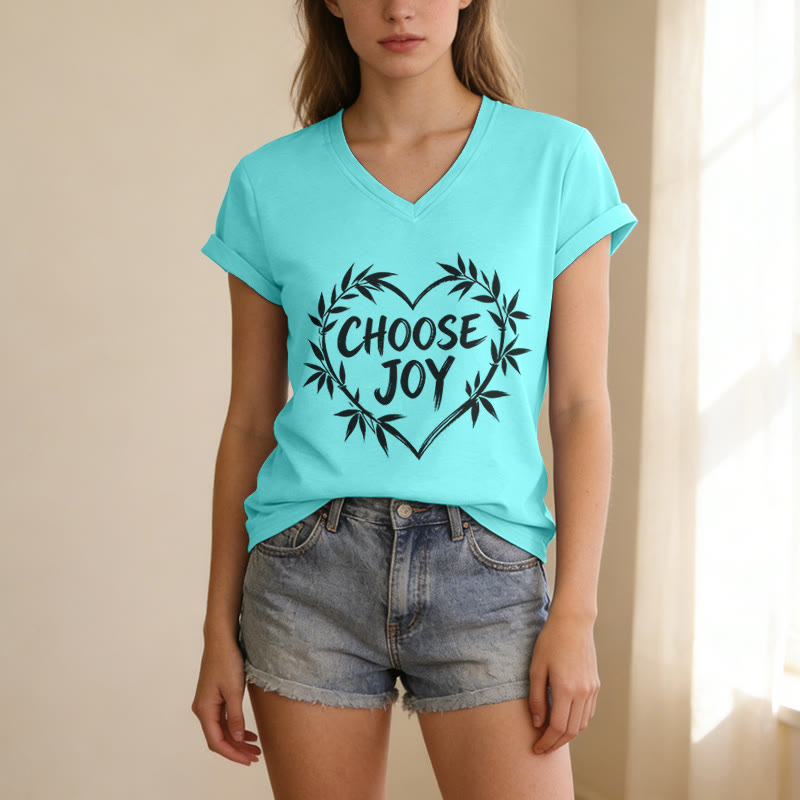 Christianartworkshop CHOOSE JOY Lässiges V-Ausschnitt-T-Shirt - image 9