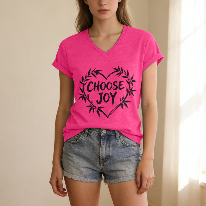 Christianartworkshop CHOOSE JOY Lässiges V-Ausschnitt-T-Shirt - image 25