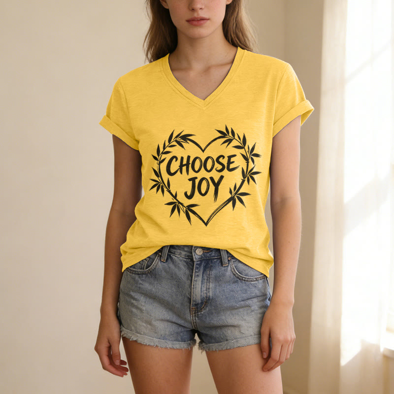 Christianartworkshop CHOOSE JOY Lässiges V-Ausschnitt-T-Shirt - image 7