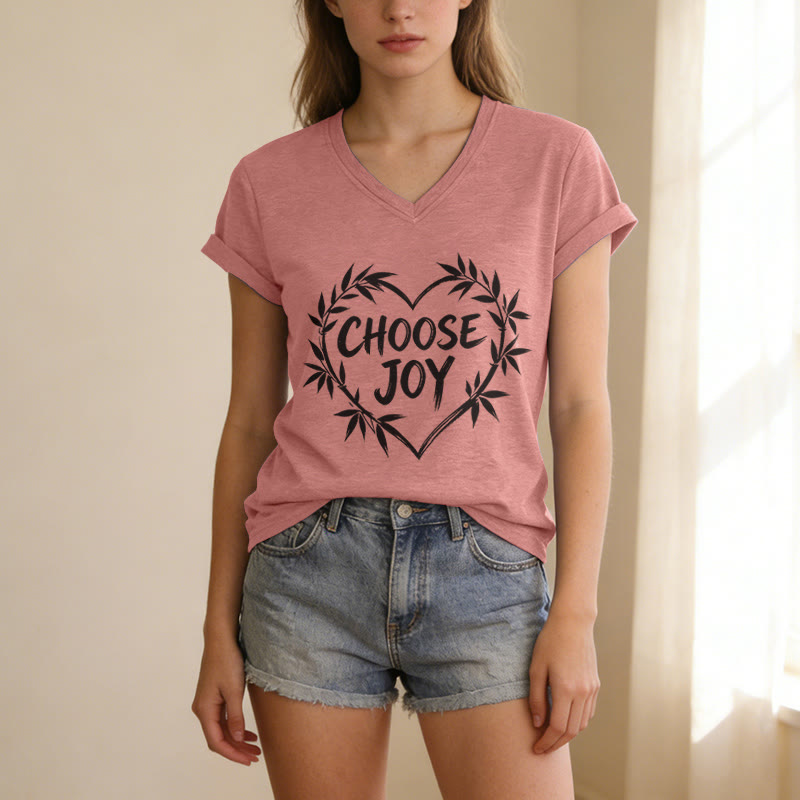 Christianartworkshop CHOOSE JOY Lässiges V-Ausschnitt-T-Shirt - image 11