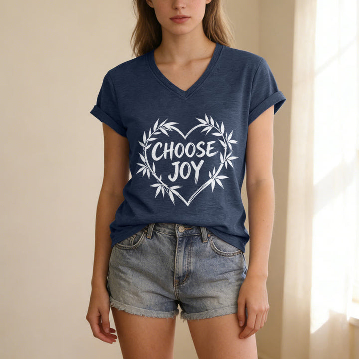 Christianartworkshop CHOOSE JOY Lässiges V-Ausschnitt-T-Shirt - image 19