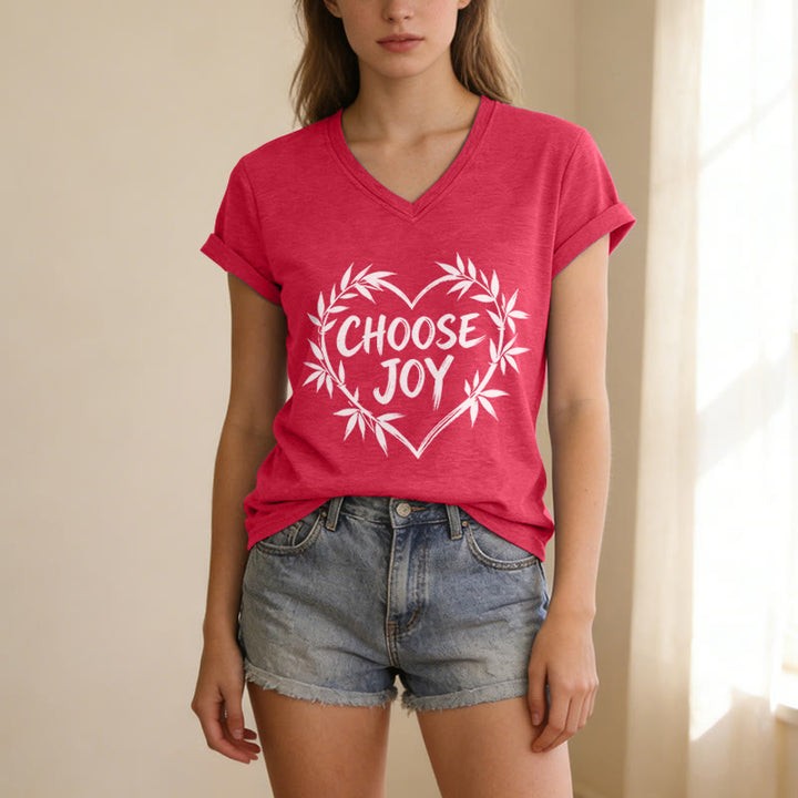 Christianartworkshop CHOOSE JOY Lässiges V-Ausschnitt-T-Shirt - image 23