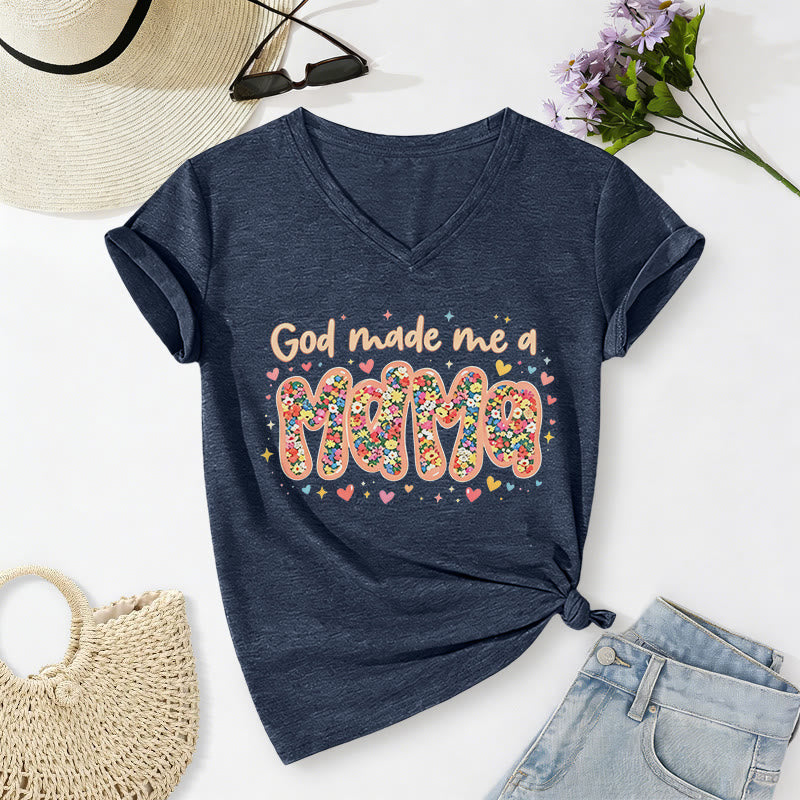 Christianartworkshop „Gott hat mich zur Mama gemacht“ – Lässiges V-Ausschnitt-T-Shirt - Marineblau - 2XL - image 18