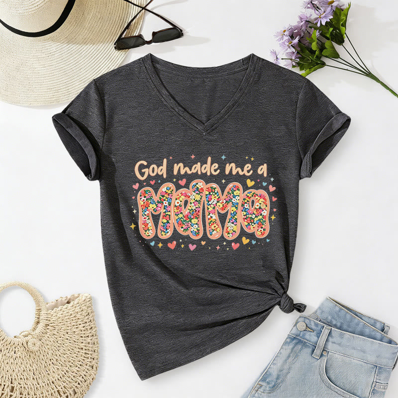 Christianartworkshop „Gott hat mich zur Mama gemacht“ – Lässiges V-Ausschnitt-T-Shirt - Dunkelgrau - 2XL - image 20