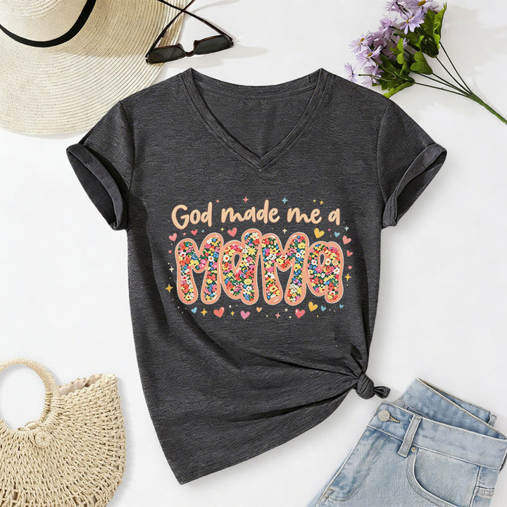 Christianartworkshop „Gott hat mich zur Mama gemacht“ – Lässiges V-Ausschnitt-T-Shirt - Dunkelgrau - 2XL - image 20