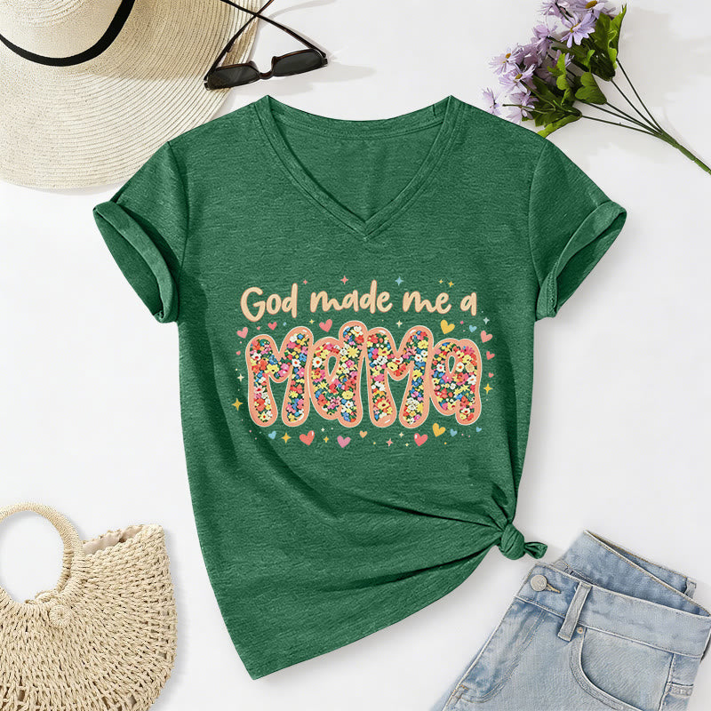 Christianartworkshop „Gott hat mich zur Mama gemacht“ – Lässiges V-Ausschnitt-T-Shirt - Dunkelgrün - 2XL - image 14
