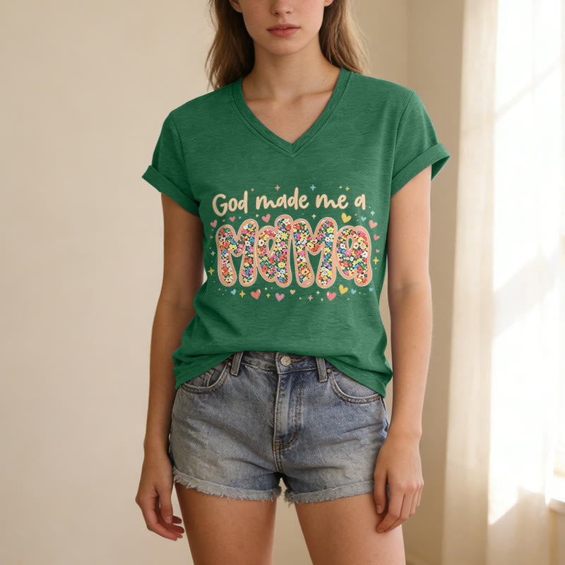 Christianartworkshop „Gott hat mich zur Mama gemacht“ – Lässiges V-Ausschnitt-T-Shirt - image 15