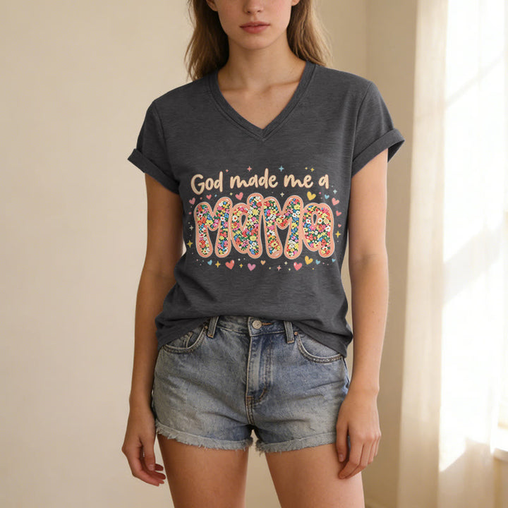 Christianartworkshop „Gott hat mich zur Mama gemacht“ – Lässiges V-Ausschnitt-T-Shirt - image 21