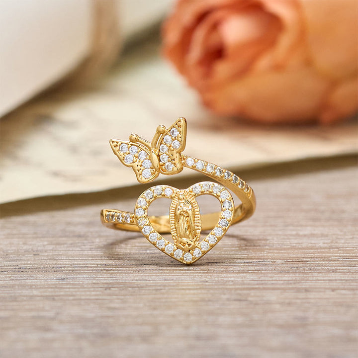 Christianartworkshop Ring mit Schmetterlings- und Herzmotiv: Symbol der heiligen Liebe und Gnade - image 2
