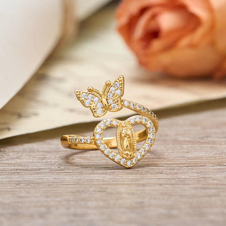 Christianartworkshop Ring mit Schmetterlings- und Herzmotiv: Symbol der heiligen Liebe und Gnade - image 4
